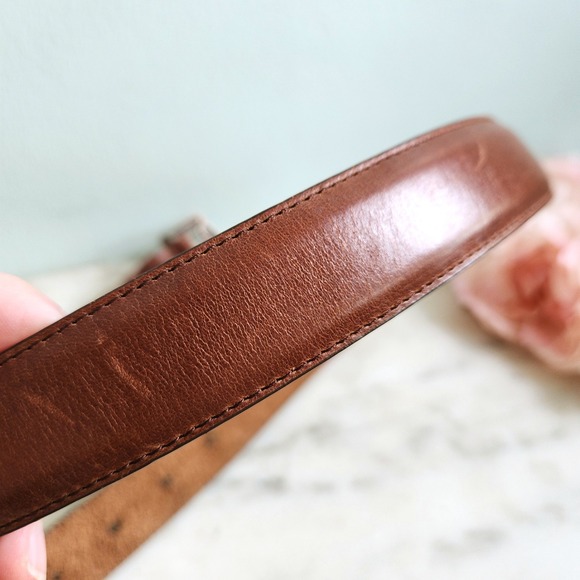 Vintage Omega Leather Belt Brown with Ornate Copper Buckle‎ Medium 30" - Picture 4 of 5